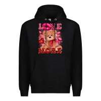 Black love more with toy bear Premium Hoodie - FaDigitalArtStudio