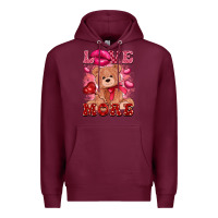 Burgundy love more with toy bear Premium Hoodie - FaDigitalArtStudio