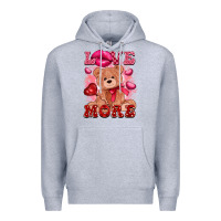 Heather Grey love more with toy bear Premium Hoodie - FaDigitalArtStudio