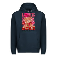 Navy love more with toy bear Premium Hoodie - FaDigitalArtStudio