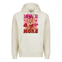 Oatmeal Heather love more with toy bear Premium Hoodie - FaDigitalArtStudio