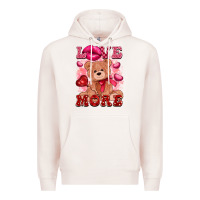 Pale Pink love more with toy bear Premium Hoodie - FaDigitalArtStudio