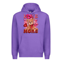 Purple love more with toy bear Premium Hoodie - FaDigitalArtStudio