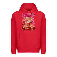 Red love more with toy bear Premium Hoodie - FaDigitalArtStudio