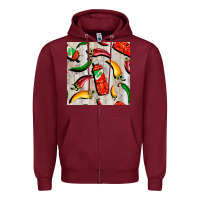 Burgundy mexican chili and pepper seamless pattern Zipper Hoodie - BundleAndBundleShop