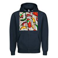 Navy mexican chili and pepper seamless pattern Zipper Hoodie - BundleAndBundleShop