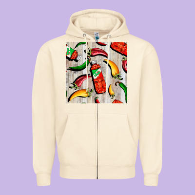 Mexican Chili And Pepper Seamless Pattern Zipper Hoodie Designed By Bundleandbundleshop