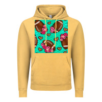 Vintage Mustard American Football roses and hearts Vintage Hoodie - NancyCooperArtShop