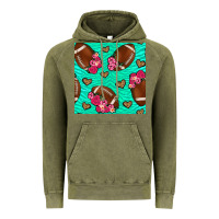 Vintage Olive American Football roses and hearts Vintage Hoodie - NancyCooperArtShop