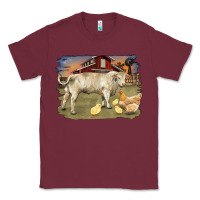 Burgundy charolaris bull and chicken in barnyard Classic Tee - RanaPortraitStore