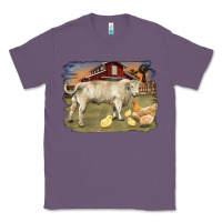 Lavender charolaris bull and chicken in barnyard Classic Tee - RanaPortraitStore