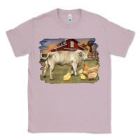 Lilac charolaris bull and chicken in barnyard Classic Tee - RanaPortraitStore