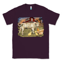 Plum charolaris bull and chicken in barnyard Classic Tee - RanaPortraitStore