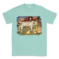 Seafoam charolaris bull and chicken in barnyard Classic Tee - RanaPortraitStore