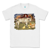 White charolaris bull and chicken in barnyard Classic Tee - RanaPortraitStore