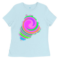 Baby Blue tie dye patch Ladies Tee - RanaPortraitStore