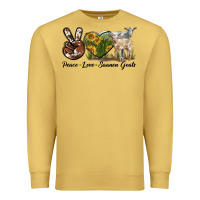 Antique Gold Peace Love Saanen Goats Premium Sweatshirt - LillyAllenDesigns