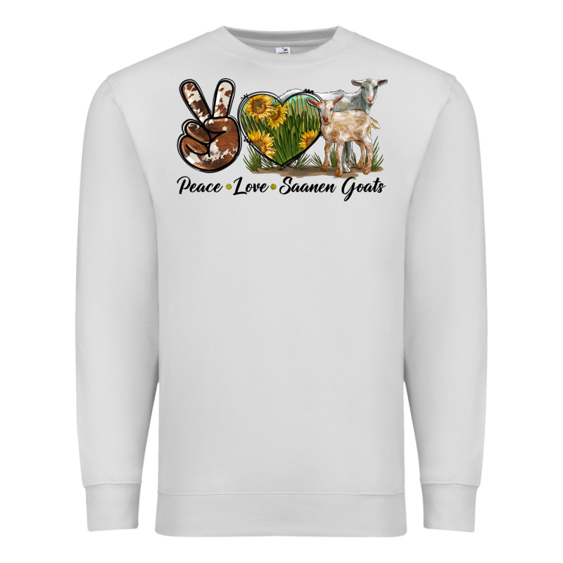 Peace Love Saanen Goats Premium Sweatshirt by LillyAllenDesigns | Teevron