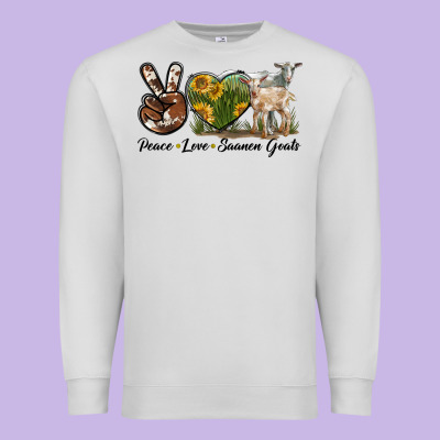Peace Love Saanen Goats Premium Sweatshirt Designed By Lillyallendesigns