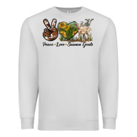 Dove Grey Peace Love Saanen Goats Premium Sweatshirt - LillyAllenDesigns