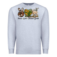 Heather Grey Peace Love Saanen Goats Premium Sweatshirt - LillyAllenDesigns
