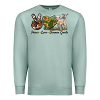 Seafoam Peace Love Saanen Goats Premium Sweatshirt - LillyAllenDesigns