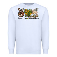 White Peace Love Saanen Goats Premium Sweatshirt - LillyAllenDesigns
