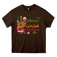 Chocolate Brown Merry Cluckin' Christmas Heavy Core Tee - MaliasSmallBusiness