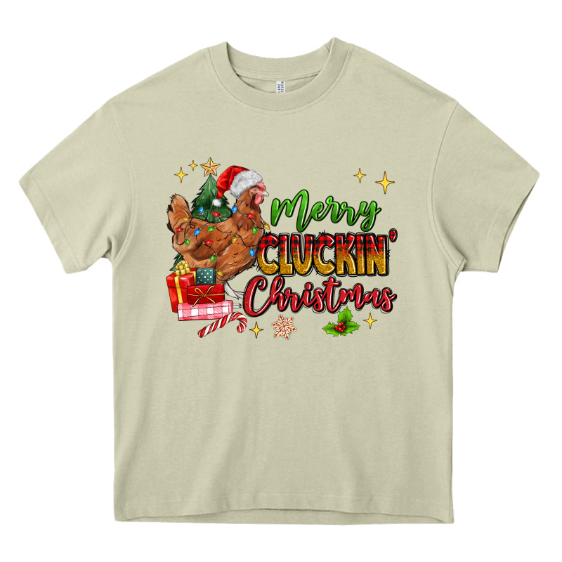 Merry Cluckin' Christmas Heavy Core Tee by MaliasSmallBusiness | Teevron