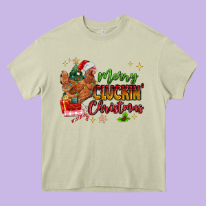 Merry Cluckin' Christmas Heavy Core Tee Designed By Maliassmallbusiness