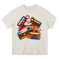 Cream christmas cassette tapes Heavy Core Tee - MaliasSmallBusiness