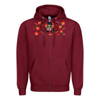 Burgundy sugar skull rose libbey glass Zipper Hoodie - BundleAndBundleShop