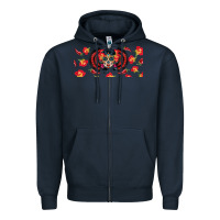 Navy sugar skull rose libbey glass Zipper Hoodie - BundleAndBundleShop