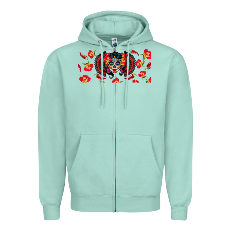 Sugar Skull Rose Libbey Glass Zipper Hoodie by BundleAndBundleShop | Teevron
