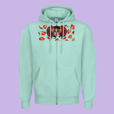 Sugar Skull Rose Libbey Glass Zipper Hoodie Designed By Bundleandbundleshop
