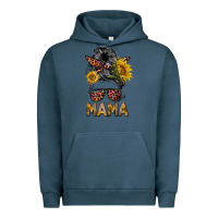 Pigment Midnight Navy mess bun mama sunflowers Urban Hoodie - BarkalooDesign