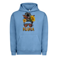 Pigment Pebble Blue mess bun mama sunflowers Urban Hoodie - BarkalooDesign