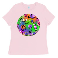 Bubblegum Pink halloween round earrings 4 Ladies Tee - BundleAndBundleShop