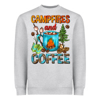 Heather Grey Campfires And Coffee Camping Coffee Heavyweight Sweatshirt - FaDigitalArtStudio