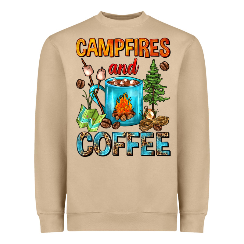 Campfires And Coffee Camping Coffee Heavyweight Sweatshirt by FaDigitalArtStudio | Teevron