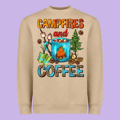 Campfires And Coffee Camping Coffee Heavyweight Sweatshirt Designed By Fadigitalartstudio