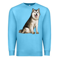 Ocean Blue Alaskan Malamute Dog Premium Sweatshirt - LillyAllenDesigns
