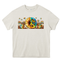 Cream hippie soul leopard sunflower Heavy Core Tee - JahusDesignShop