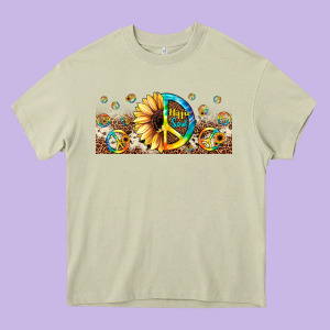 Hippie Soul Leopard Sunflower Heavy Core Tee Designed By Jahusdesignshop