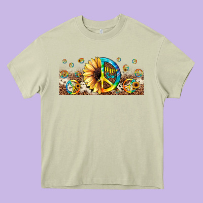 Hippie Soul Leopard Sunflower Heavy Core Tee Designed By Jahusdesignshop