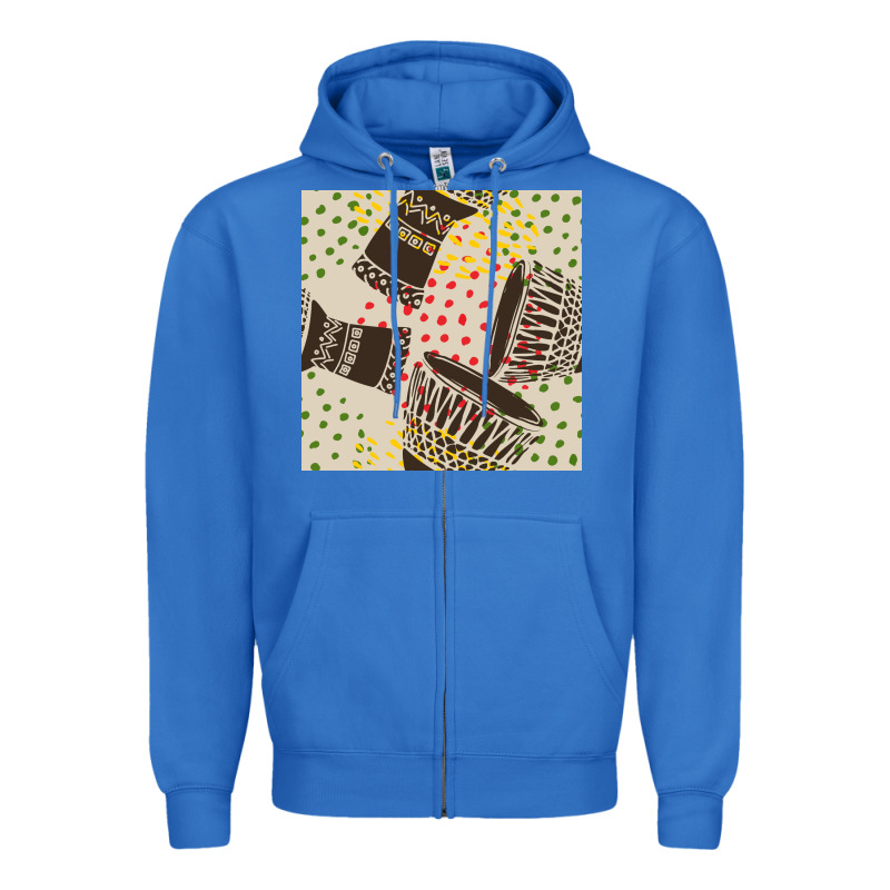 African Drum Seamless Pattern Zipper Hoodie by BundleAndBundleShop | Teevron