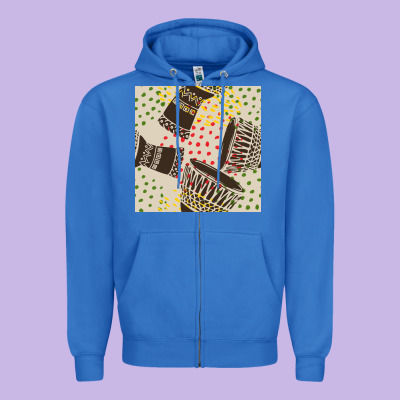 African Drum Seamless Pattern Zipper Hoodie Designed By Bundleandbundleshop