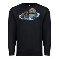 Black california sea otter Premium Sweatshirt - LillyAllenDesigns