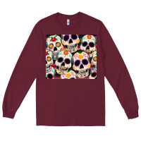 Burgundy cinco de mayo skull Long Sleeve Tee - CowGirlArtShop