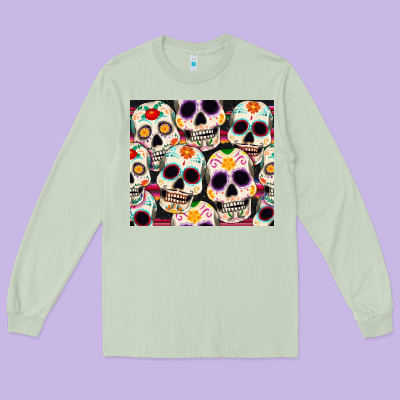 Cinco De Mayo Skull Long Sleeve Tee Designed By Cowgirlartshop